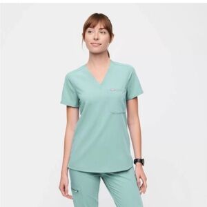 Figs Catarina Scrub Top Sea Foam